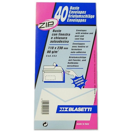 Blasetti Busta bianca 110x230mm con finestra 80gr cf40